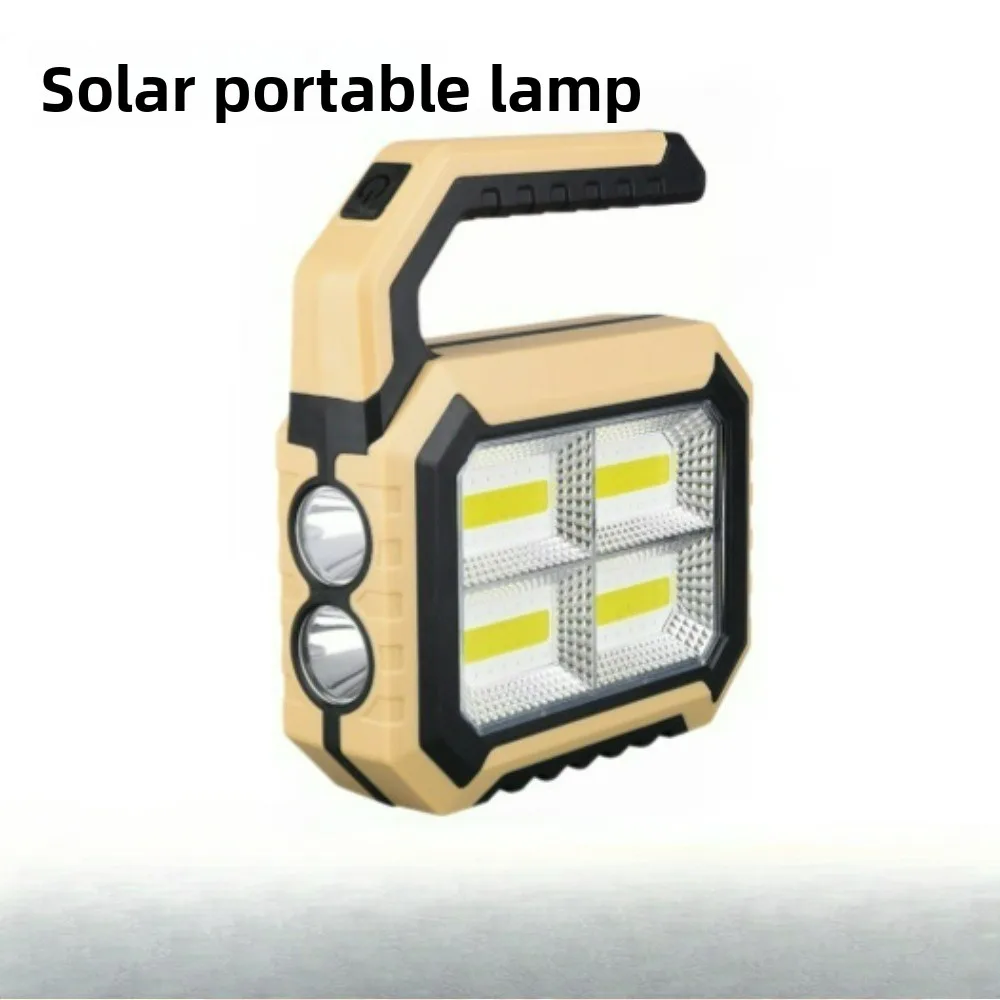 Ultra-Bright Solar Rechargeable Handheld Work Light Flashlight High-Power Searchlight Night Market Camping&Emergency Lighting