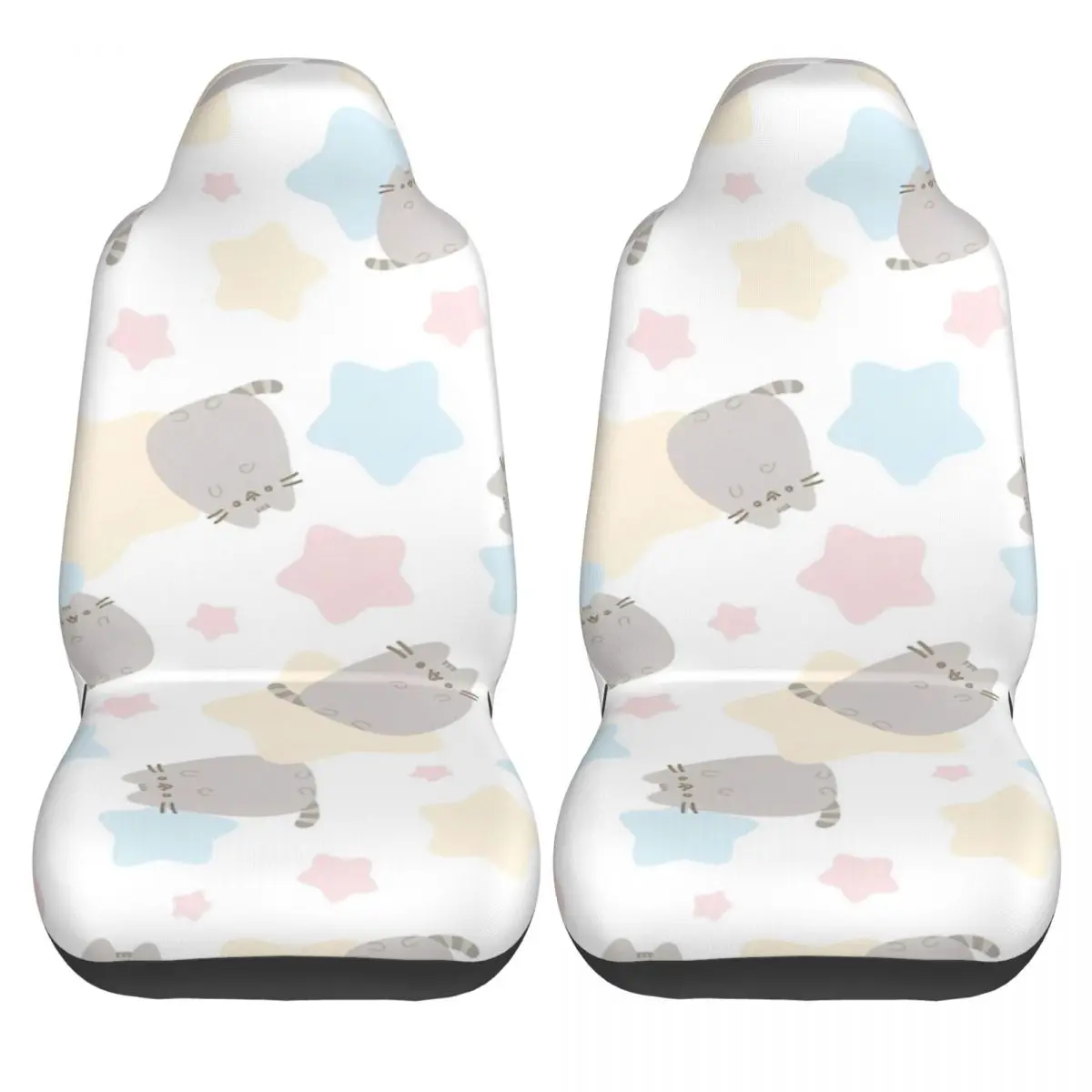 

Cartoon P-Push-eeng Cat Car Seat Covers Cheap Interior Auto Seat Covers Polyester Breathable Two Pieces Cover