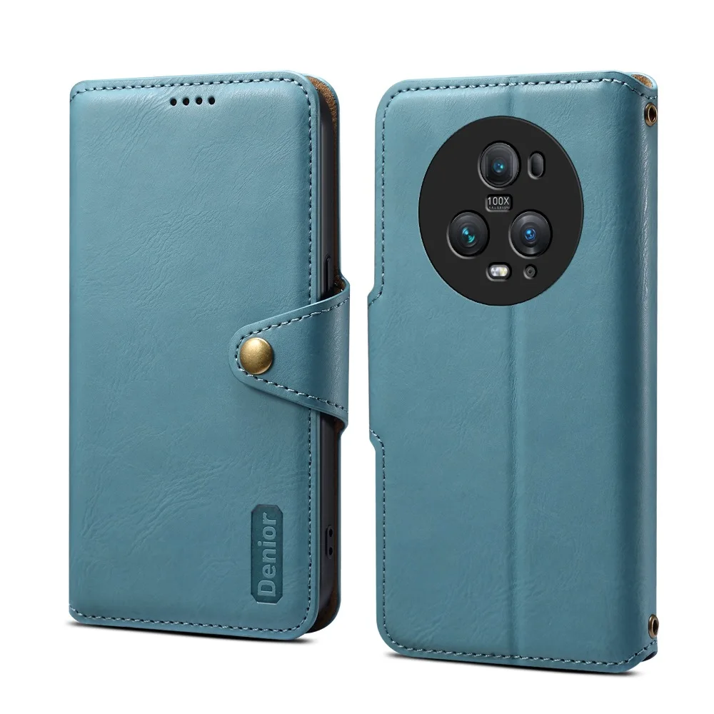 

Solid Color Magnetic Buckle Flip Phone Cover for Huawei Honor Magic6 5 100 90 Pro with Built-in Wallet Card Slots