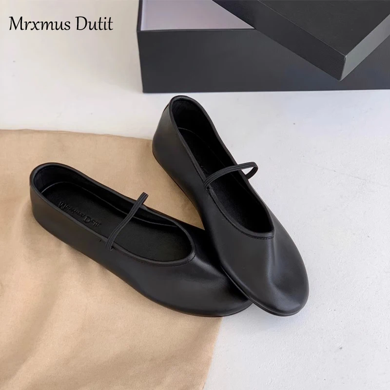 Mrxmus 2024 Spring Summer Fashion New Women Genuine Leather Square Head Shallow Sandals Elegant Simple Casual Shoes Female Chic