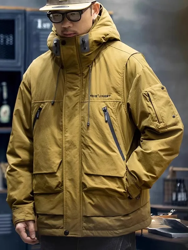 

Мужская пуховая куртка Jaet Du: теплая зимняя куртка свободного кроя с капюшоном для молодых мужчин, стандартная длина, коллекция 2024 года