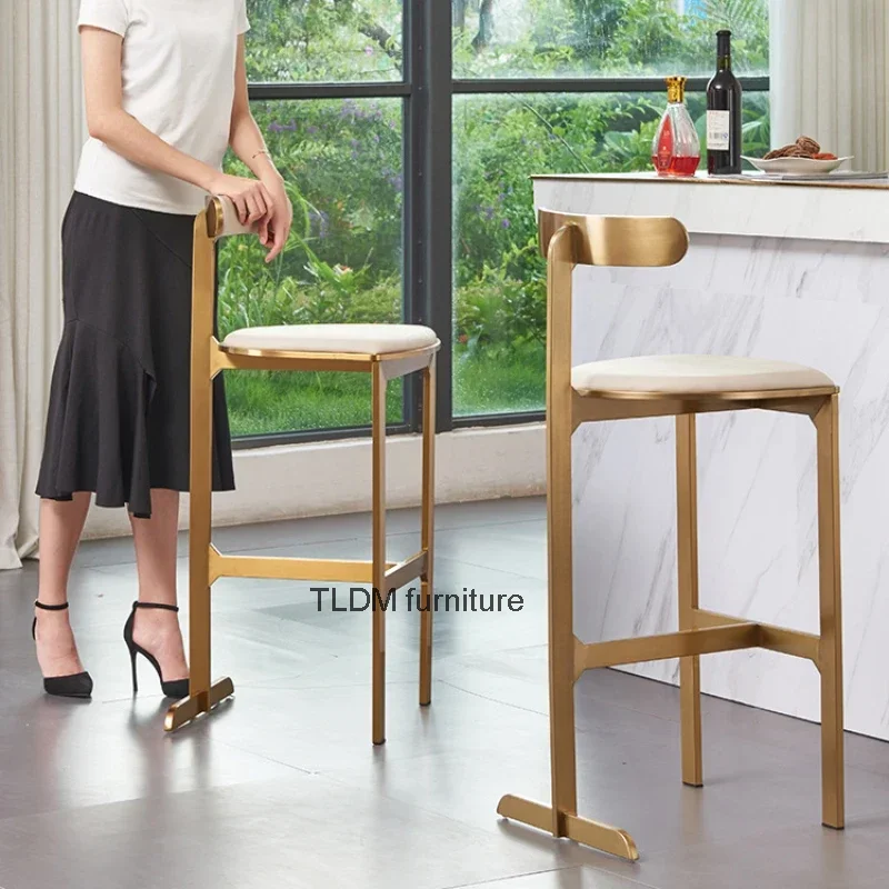 

Nordic Metal Bar Stools Vintage Minimalist Reception Gold Bar Stools Wrought Industrial Para Maquillaje Living Room Furniture