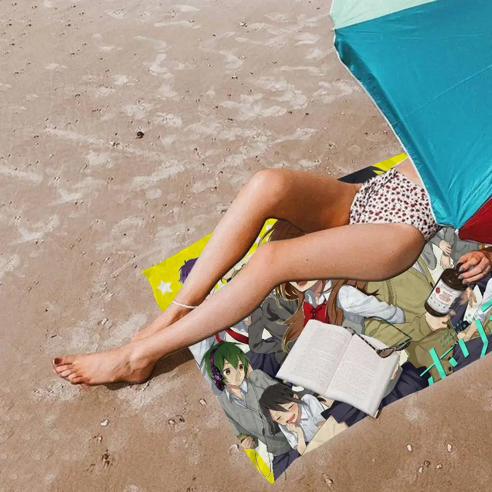 Horimiya Anime Microfiber Blanket Quick Drying Beach Towels Oversized Printing Super Absorbent Pool Towel Blanket