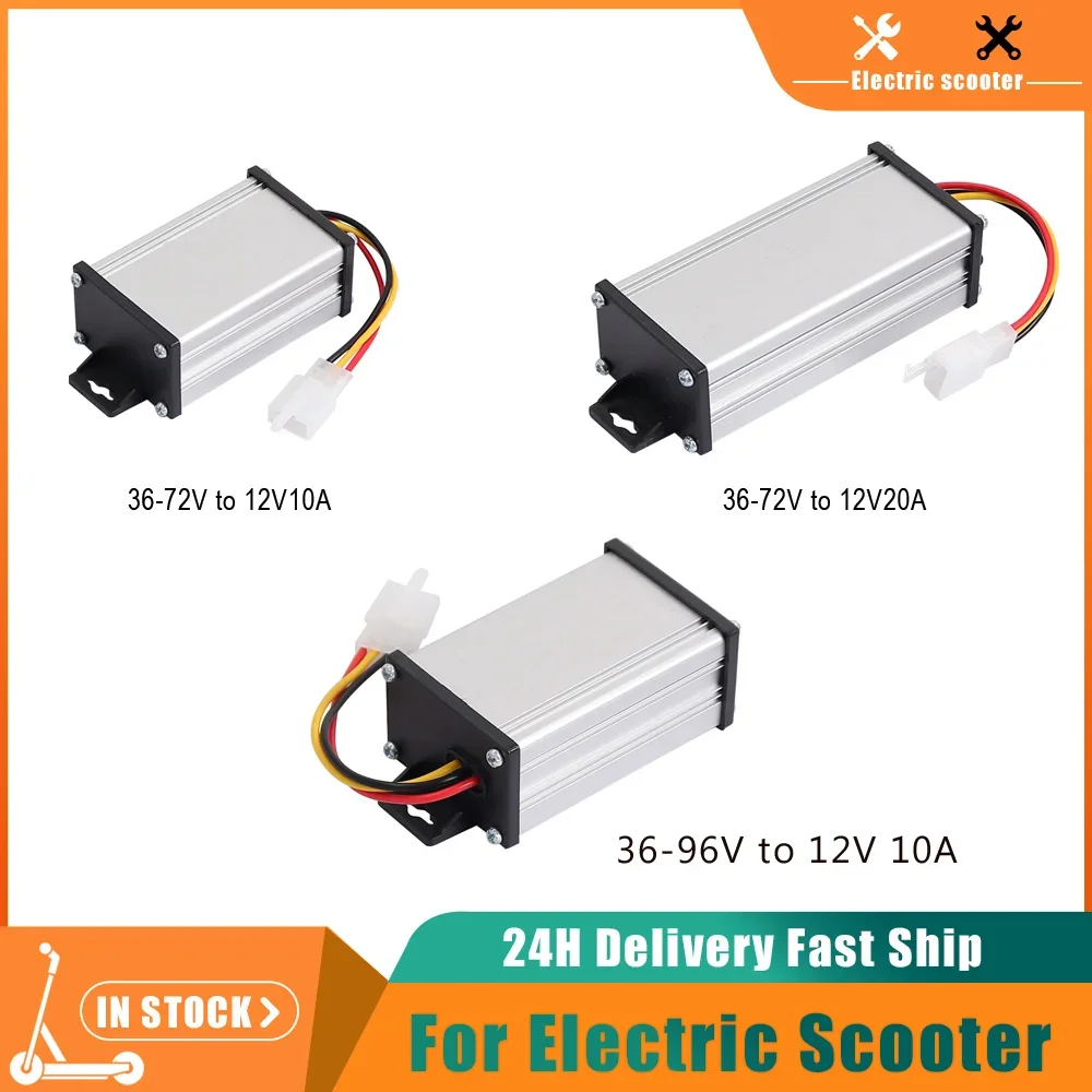 Electric Scooter DC Transformer 36V 48V 60V 72V 96V To 12V 10A 20A Electric Bicycle Converter Adapter Down Transformer