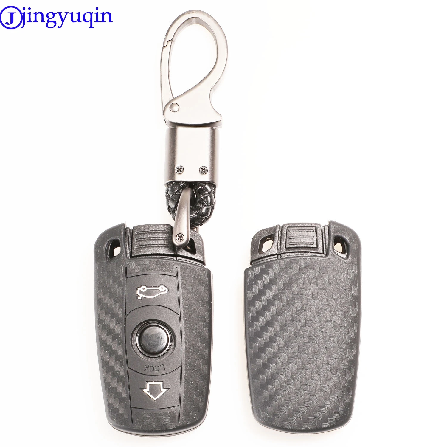 jingyuqin 3 Buttons Carbon Fiber Patten Silicone Car Key For BMW 1 3 5 6 Series E90 E91 E92 E60 Car Key Holder Case Cover