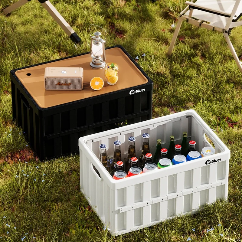 Large-capacity outdoor camping and hiking storage box, car trunk storage box, picnic box, multi-functional folding organizer box