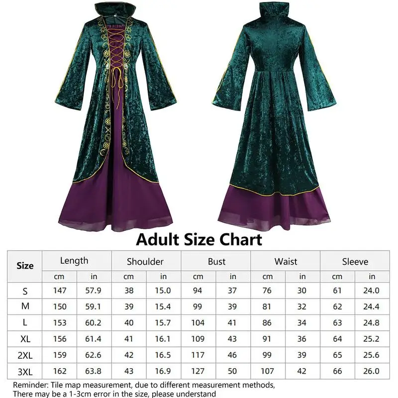 Donne Hocus Pocus Winifred Sanderson Womens Cosplay Costume Dress velluto Halloween costumi di carnevale per donne adulte S-3XL