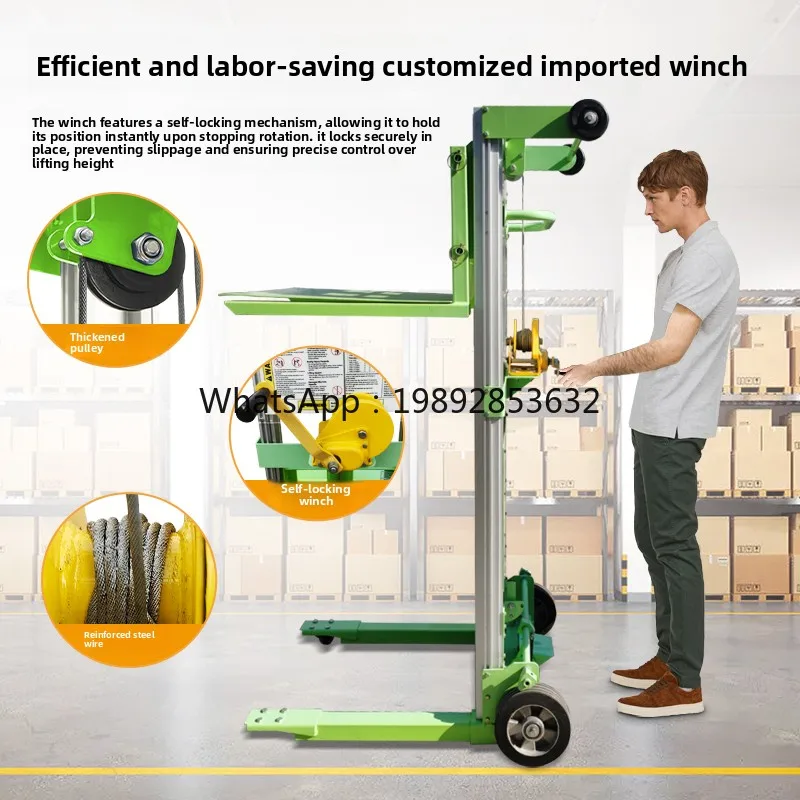 YFY Warehouse Lightweight Hand-Powered Material Handling Pallet Jack Manual Platform Forklift Aluminum Alloy