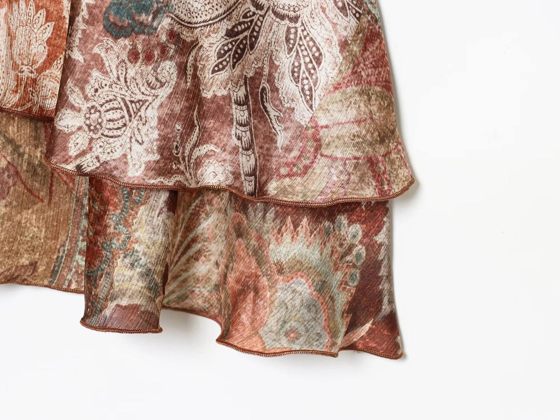 2025 verão novo bloco de cores impressão em camadas decoração sem mangas mini vestido feminino design artístico retro