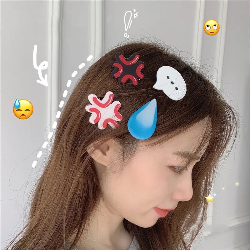 Water Drop Hairpin Expression Handmade Hair Clips for Finished Products Sweating Clip Sweaty Hair Clip Funny Side Clip Wholesale