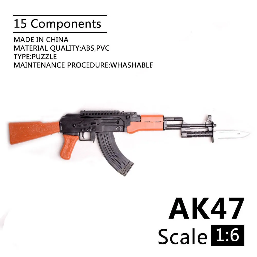 1:6 AK47 Assault Rifles 1/6 Assemble Gun Model Assembly Plastic Weapon For Soldier Military Building Blocks Toy