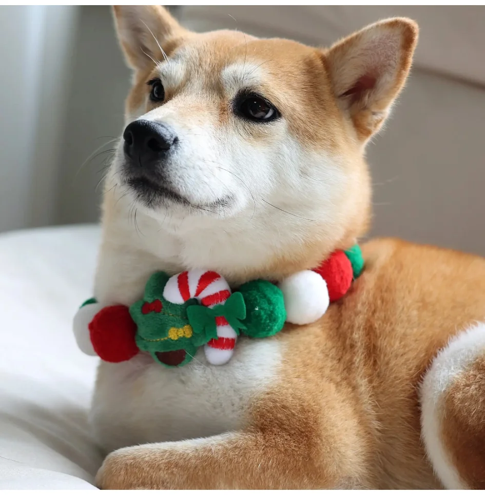 

Christmas Dog Cat Collar Handmade Pet Neckwear Scarf Bandana Pet Gift for Pet Costumes Perfect Accessory Holiday Vibrant Colors