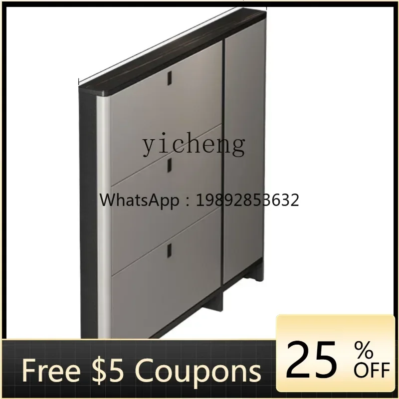 

ZZTQH ultra-thin shoe cabinet 12cm household door solid wood entry simple modern tipping bucket