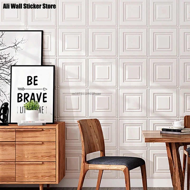 12pcs Self Adhesive 3D Foam Wall Sticker Sticker DIY Soundproof Waterproof 3D Panel Moistureproof Bathroom Kitchen Home Decor