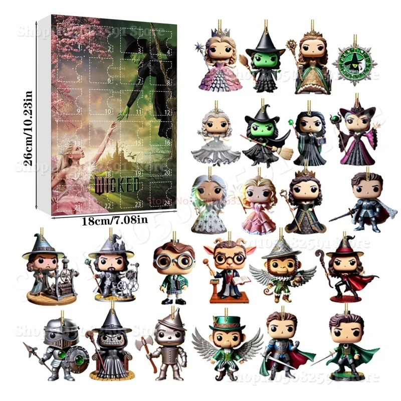 

2025 New Wicked Christmas Advent Calendar 24d Blind Box Anime Figures Acrylic Box Xmas Decoration Model Surprise Christmas Gift