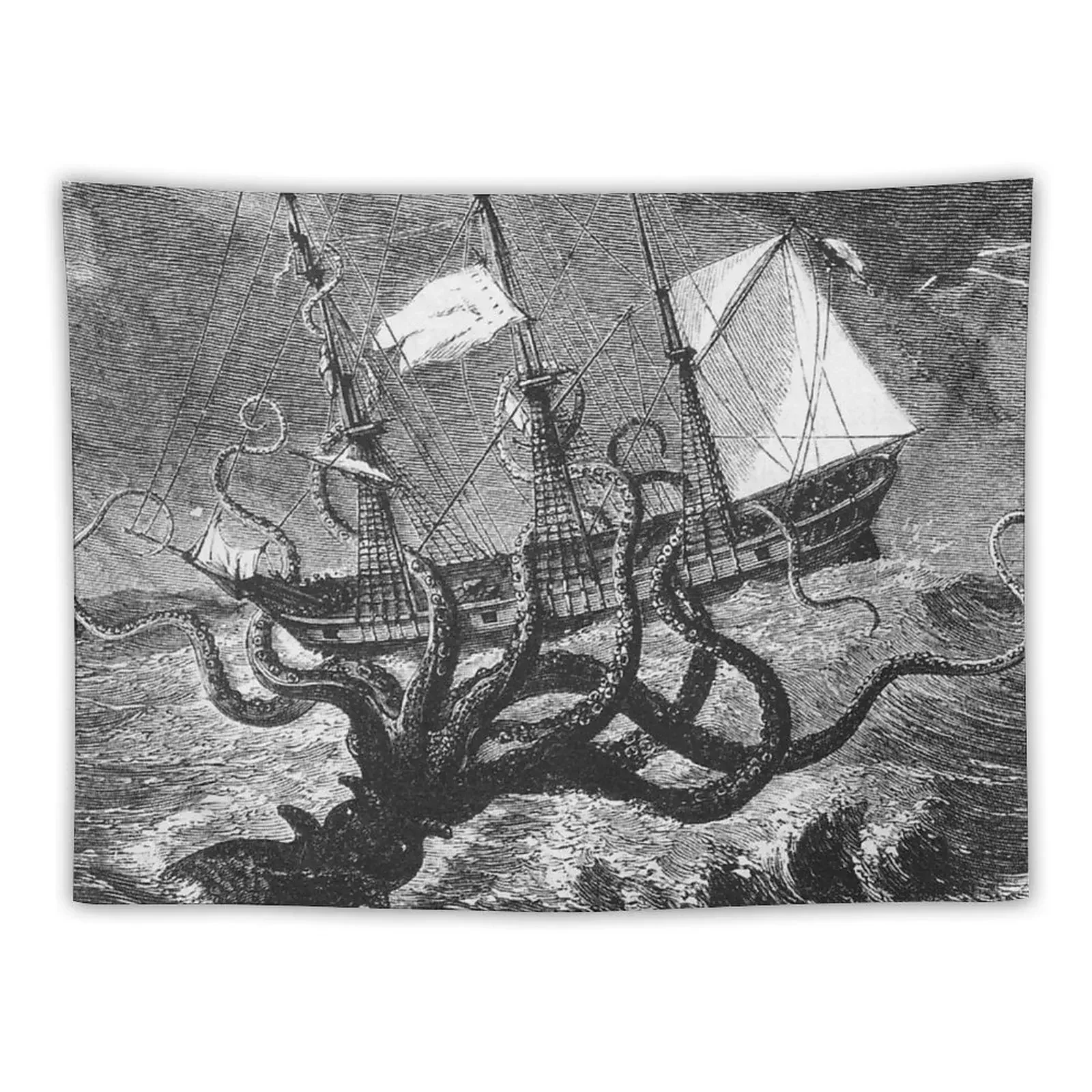 Kraken Rules the Sea Tapestry Wall Carpet Bed Room Decoration Outdoor Decor Tapestry