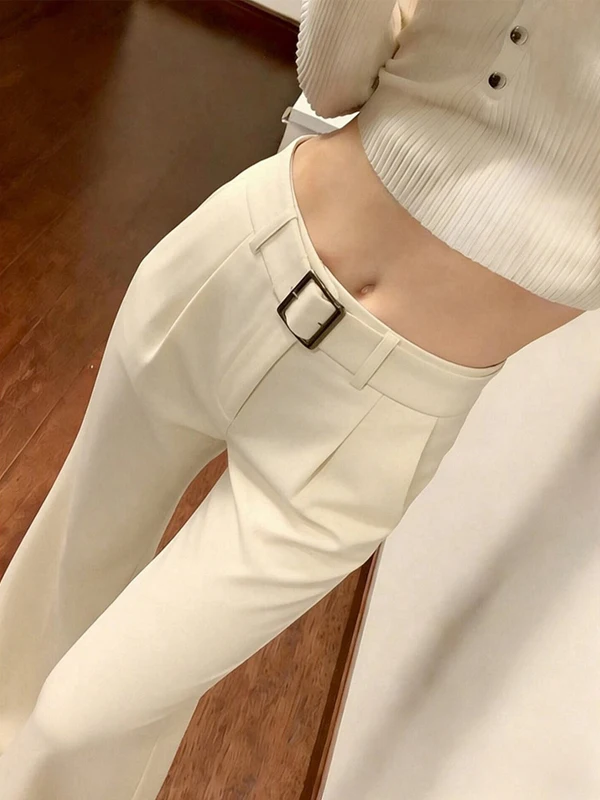 

Fashionable High Waist White Suit Pants for Women Elegant Versatile Commute Style Early Spring New Arrival Casual High Waist
