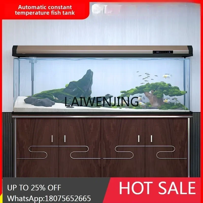 

b18fish tank floor-to-ceiling with bottom cabinet ecological water-free ultra-white glass aquarium