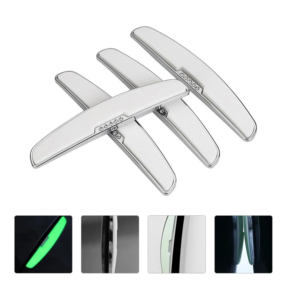 

4Pcs Car Door Anti-collision Strip PU ABS Rhinestones Night Luminous Sticker Protective Decal Car Safety Sticker Anti-scratch