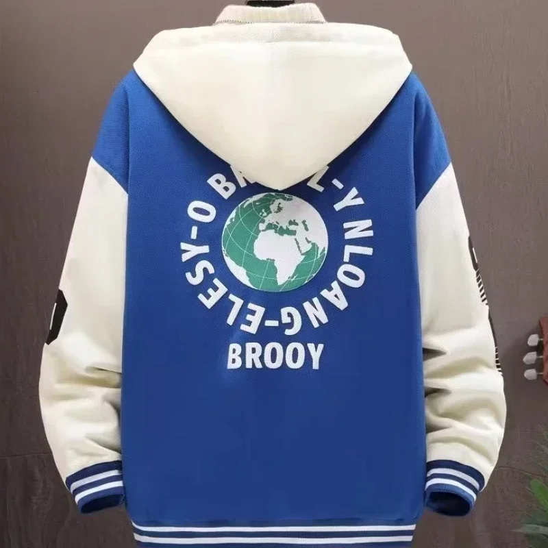 Kurtka z kapturem Zestaw spodni Mężczyźni Bawełna Koreański Harajuku Baseball Jersey Spodnie 2-częściowy zestaw Moda Wysokiej jakości odzież męska Nowość