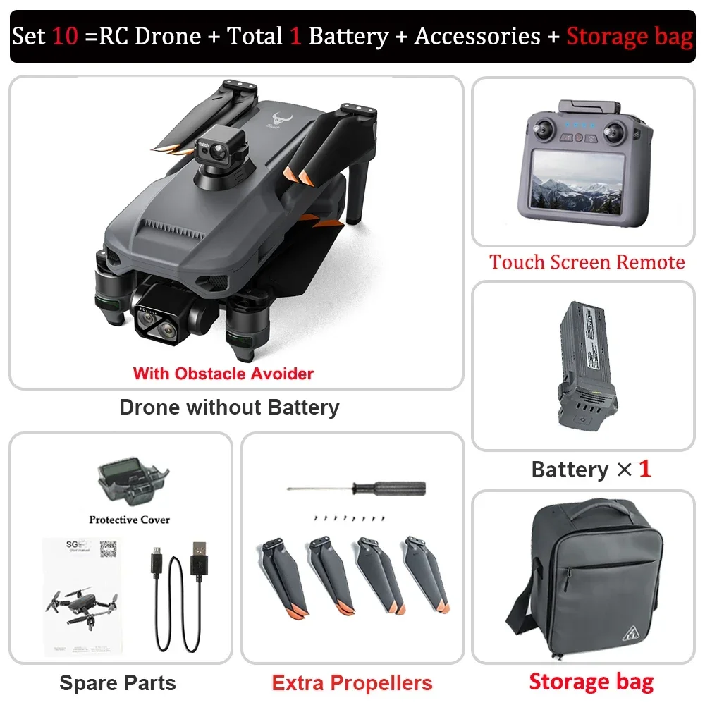 New ZLL SG909 Brushless Drone 3-Axis Gimbal Professional Camera With Touch Screen Obstacle Avoidance EIS Electronic RC Dron Toy