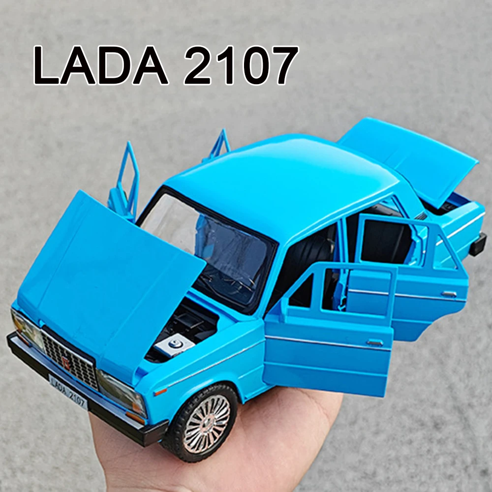 1:18 Russian LADA 2107 Niva Taxi Model Cars Alloy Toys 6 Doors Opened Pull Back Light Sound Miniature Vehicle Boys Perfect Gifts