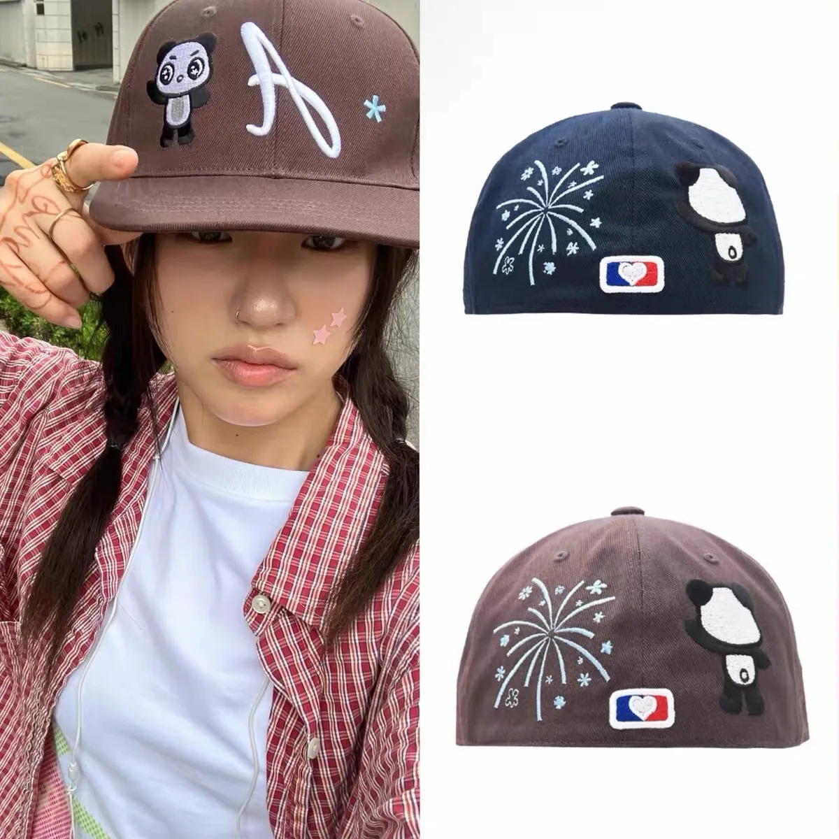 

Embroidered Panda Baseball Cap Autumn Winter Casual Sle ex Youth Hat Faion Accory