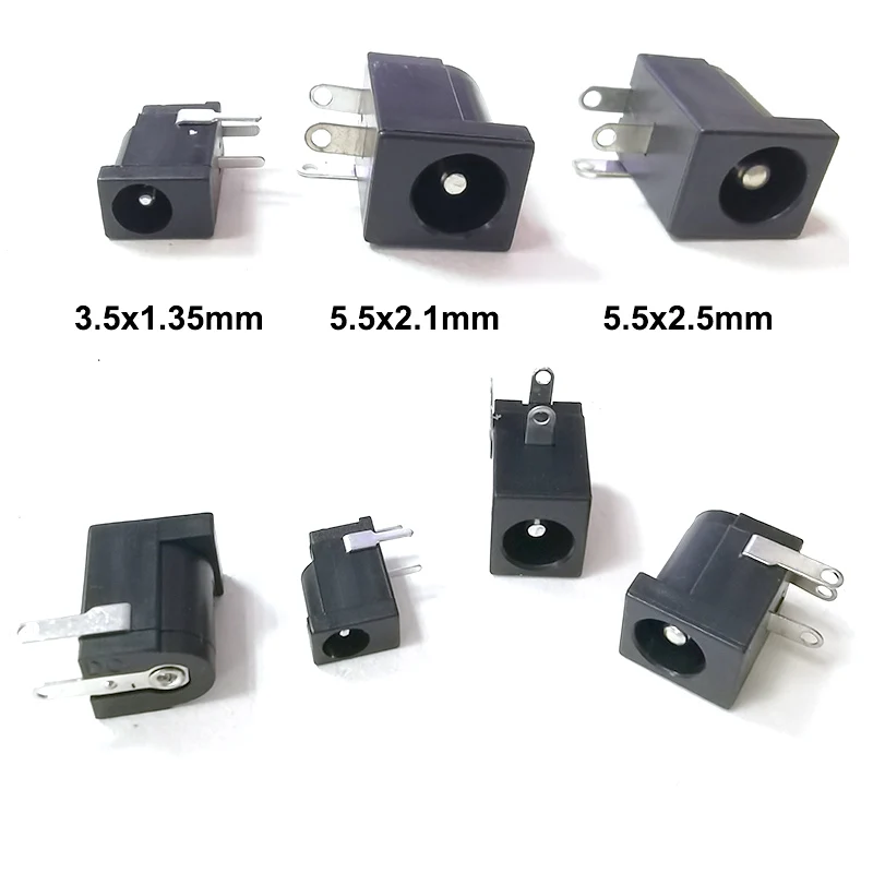 DC-005 DC Female Power Jack Socket Plug Connector 5521 5.5x2.1mm 5.5x2.5mm 3.5x1.35mm DC005 Barrel Angle PCB Mount Terminal M20