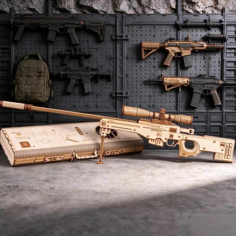 Wood DIY 3D Puzzle Sniper Model Handcraft Tabletop Ornament Gift