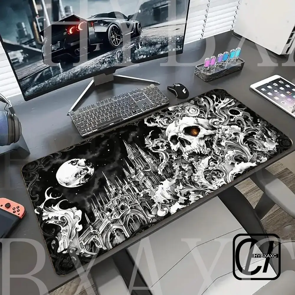 Gothic Skull Celestial Design Mouse Pad Large Gaming Desk Mat Starry Sky Anti-slip for PC Laptop Keyboard HYBXAXC Desk Accessory