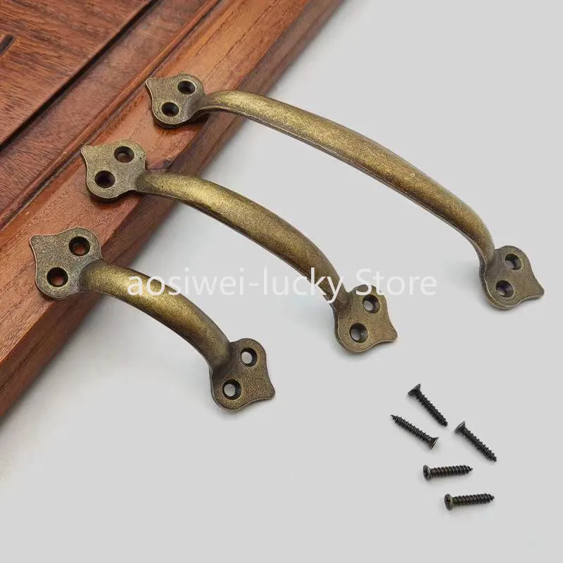 Perillas de cajón antiguas de cobre puro, manija de puerta Vintage, manijas de puertas de ventana de armario de cocina, accesorios de Hardware para muebles, 1 ud.