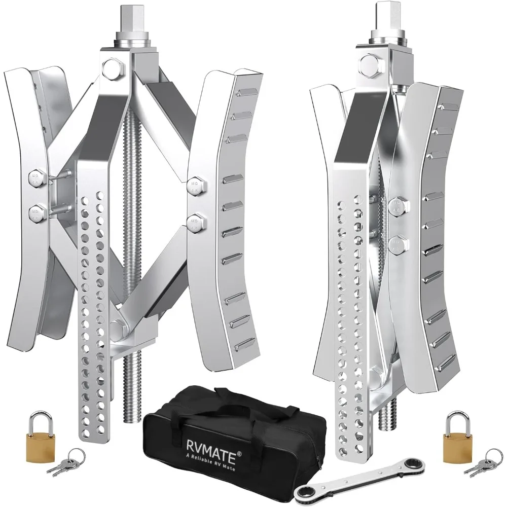 

RV Camper Wheel Chock Stabilizer Scissor, X Chocks Wheel Stabilizer (2 Packs) for RV Travel Trailer Tires, X Chock for Locking