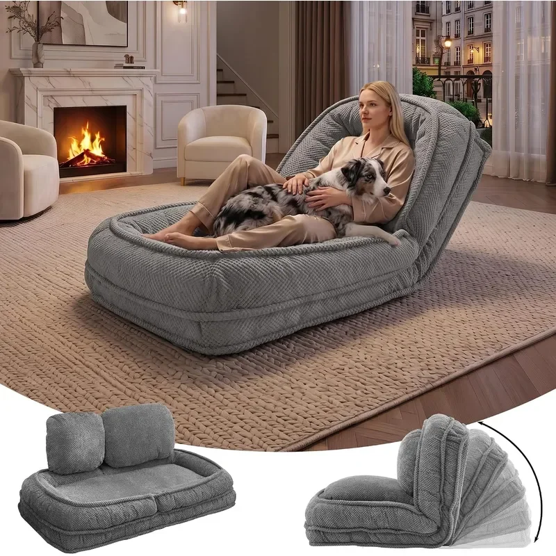 Human Dog Bed Lazy Sofa Couch Plush Floor Gaming Chair 5 Adjustable Position sit Sleep fold Suit to Put in Bedroom Living