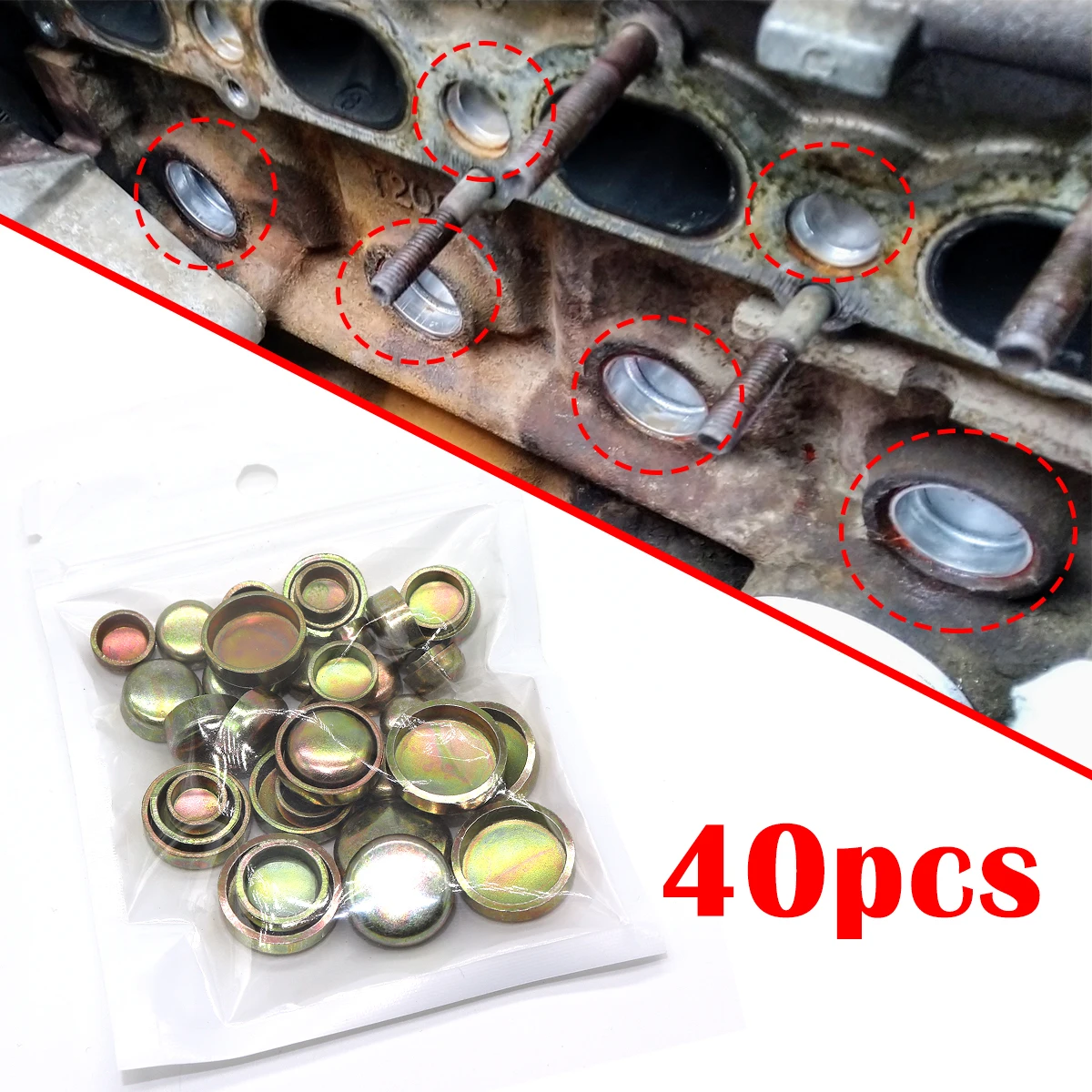 

40pc Universal Engine Core Plug Zinc Plated Freeze Expansion Welch Plug Cup Cover Cylinder Head Block O-Ring Cap Car Accessories