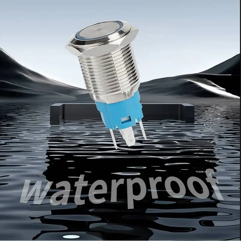 25/28/30/40mm Stainless Steel Metal Push Button Switch With Lamp Lock/Latching Momentary/Reset Power Supply Waterproof 1NO1NC