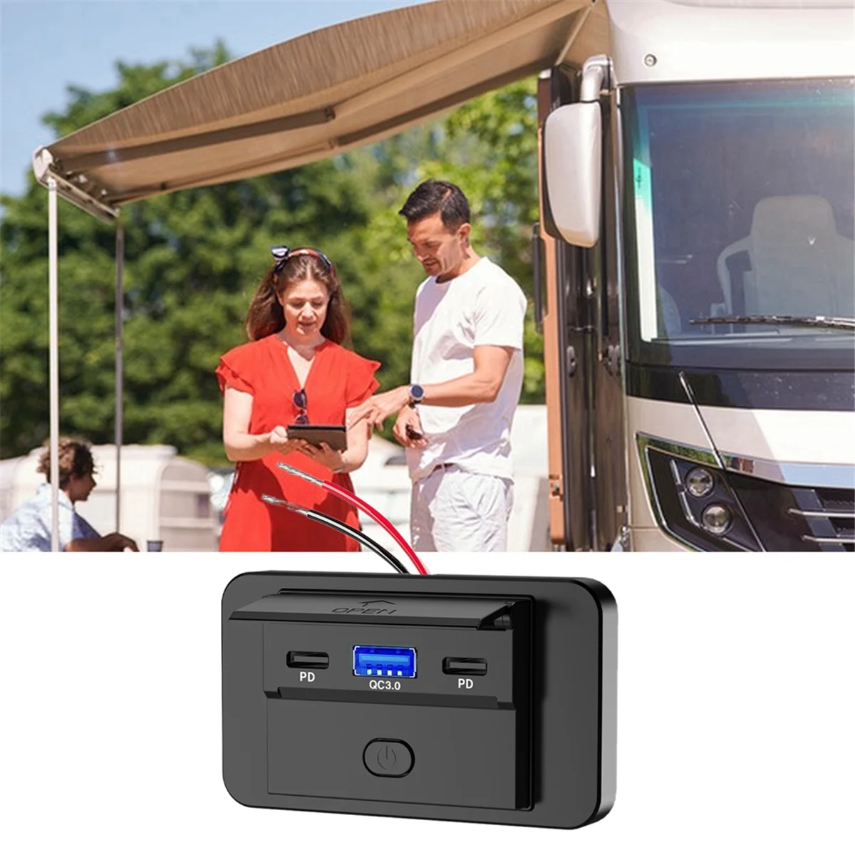 USB Type-C PDポート付き急速充電器,12-24V,スイッチ付き,急速充電,オートバイ,車,トラック用の電源パネル