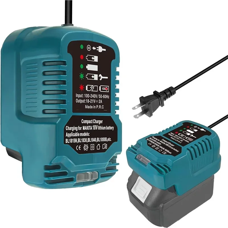 Mini Charger For Makita 18V Lithium Battery With LED Light Portable For Traveling And On The Go Replacement For DC18RC DC18RD