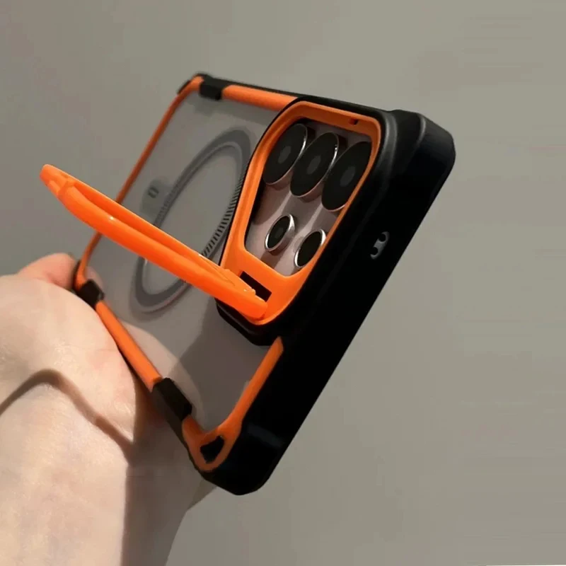 Shockproof Armor Stand Lens Protection Case For For Samsung Galaxy S26 S25 Edge S24 Ultra Plus For Magsafe Magnetic Hard Cover