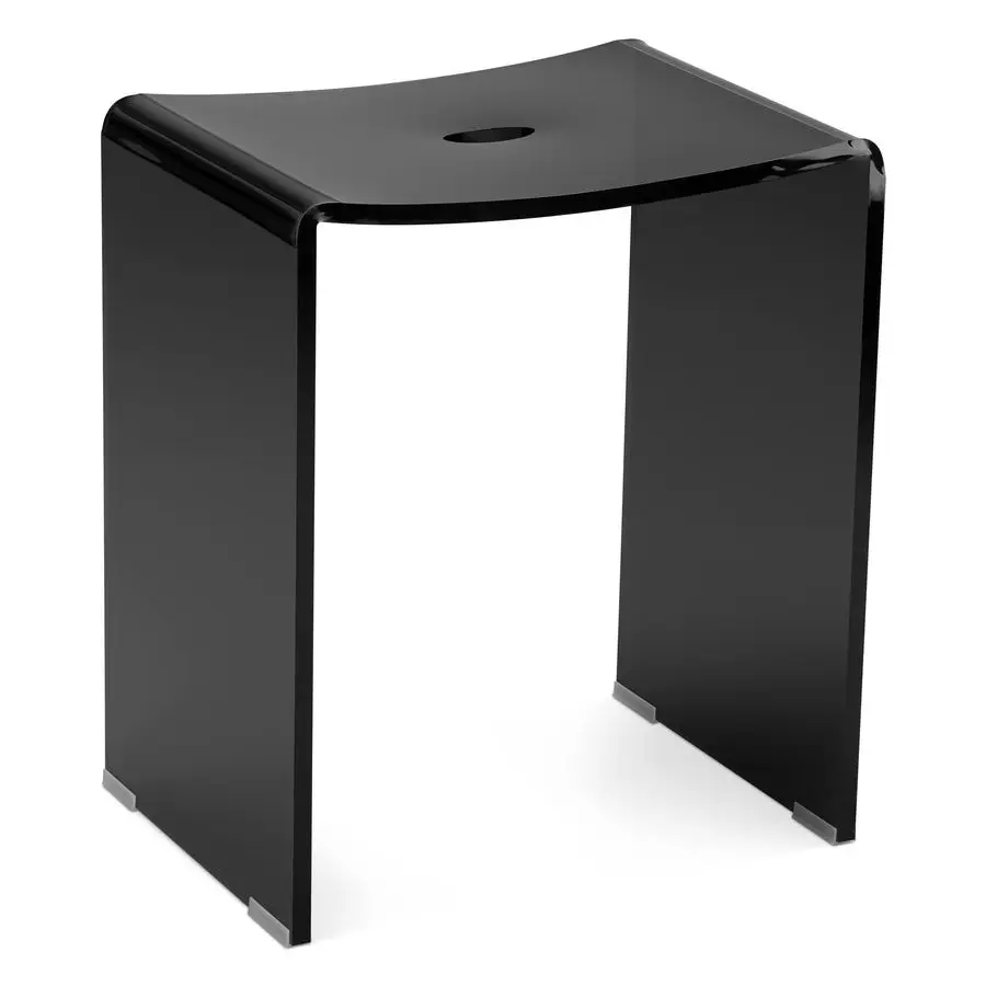 

Black Acrylic Shower Bench Waterproof Stool for Bathroom or Vanity 17.1 x 14.6 x 11 Modern Glam Transparent Seat Holds up to 220
