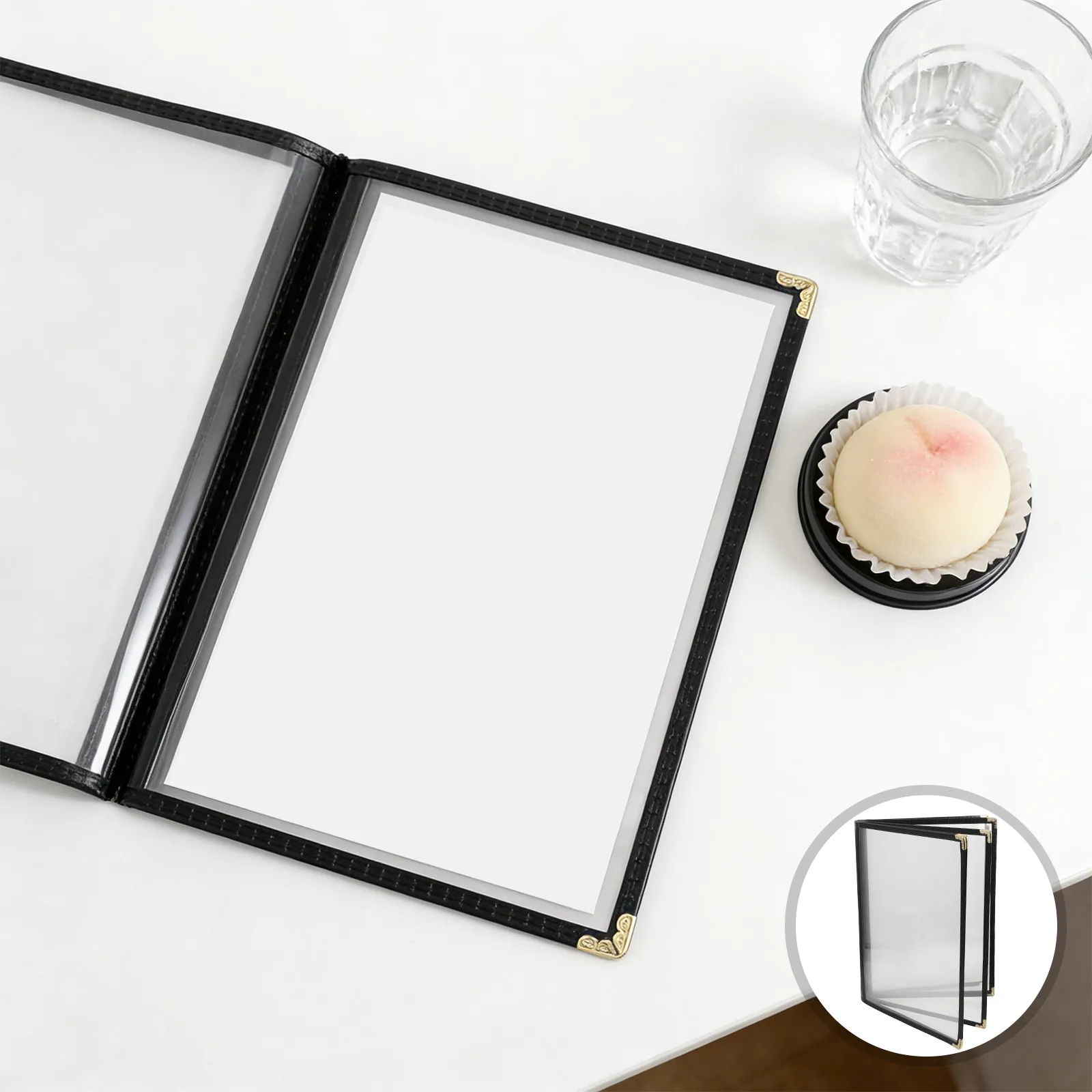 Clear PVC Menu Holder Binder Refillable Loose Leaf Cover Folder for Restaurant Cafe Diner Food Service