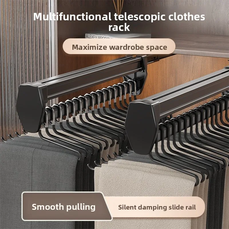 

Многофункциональная выдвижная вешалка для брюк от производителя, встроенная телескопическая полка для хранения одежды в шкафу