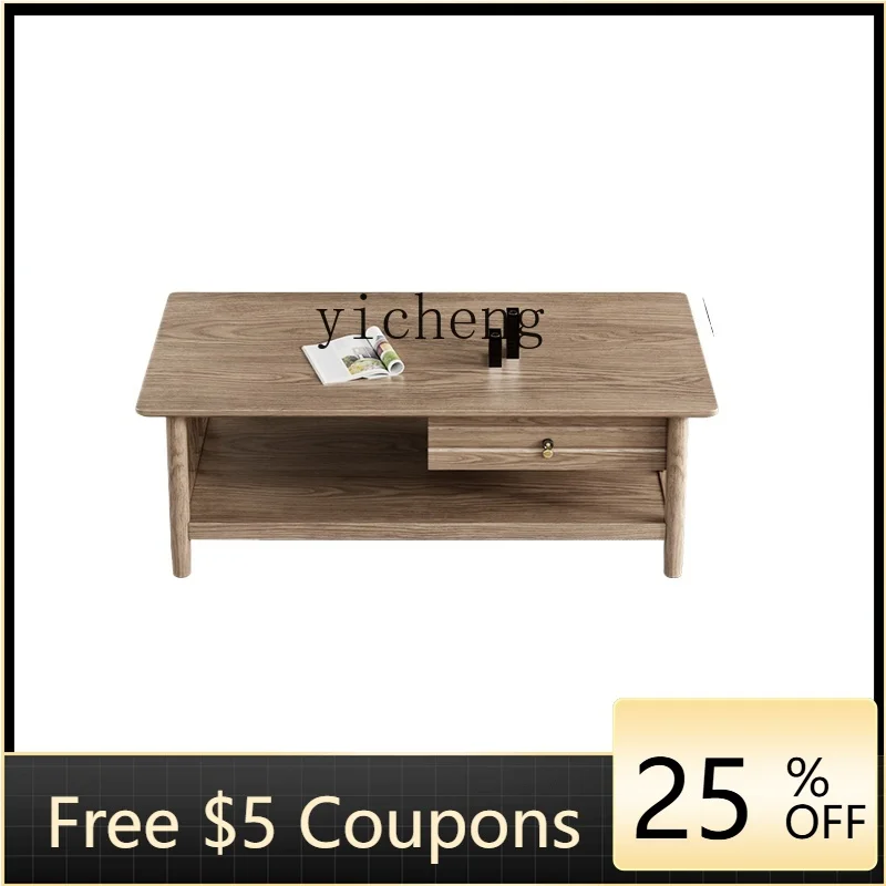 

ZZTqh Solid Wood Coffee Table TV Cabinet Combination Modern Minimalist Living Room Home New Chinese Retractable Stone Plate