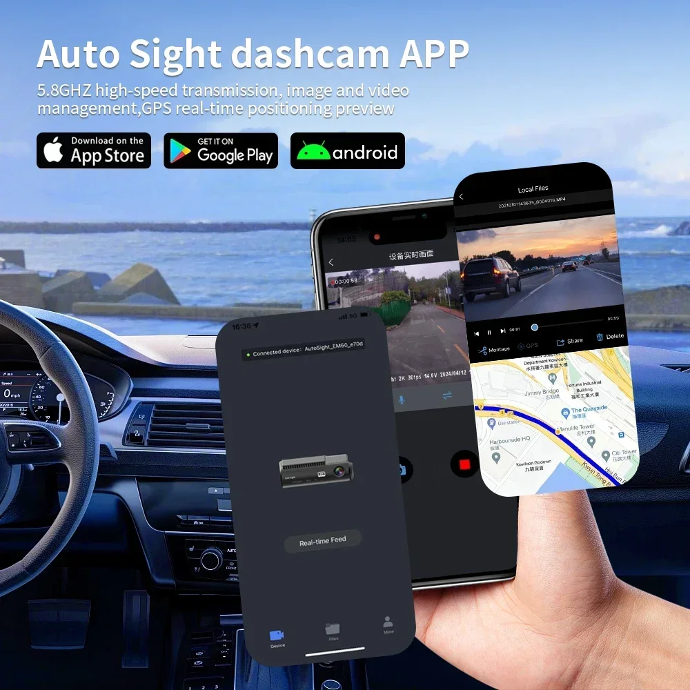 Auto Sight Wifi Function 8Mp Front 5Mp Rear Dvr Dashcam 4K Camera Hd Universal Car Dash Cam Black Box DVR