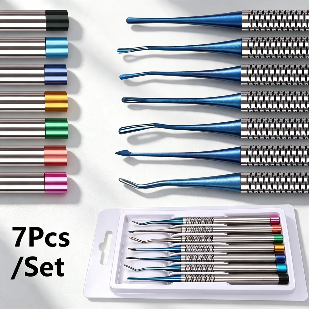 SYJH 7PCS Titanium Alloy Tooth Extraction Kit – Dental Implant Elevator Set with Root Elevator & Periotome for Oral Surgeon
