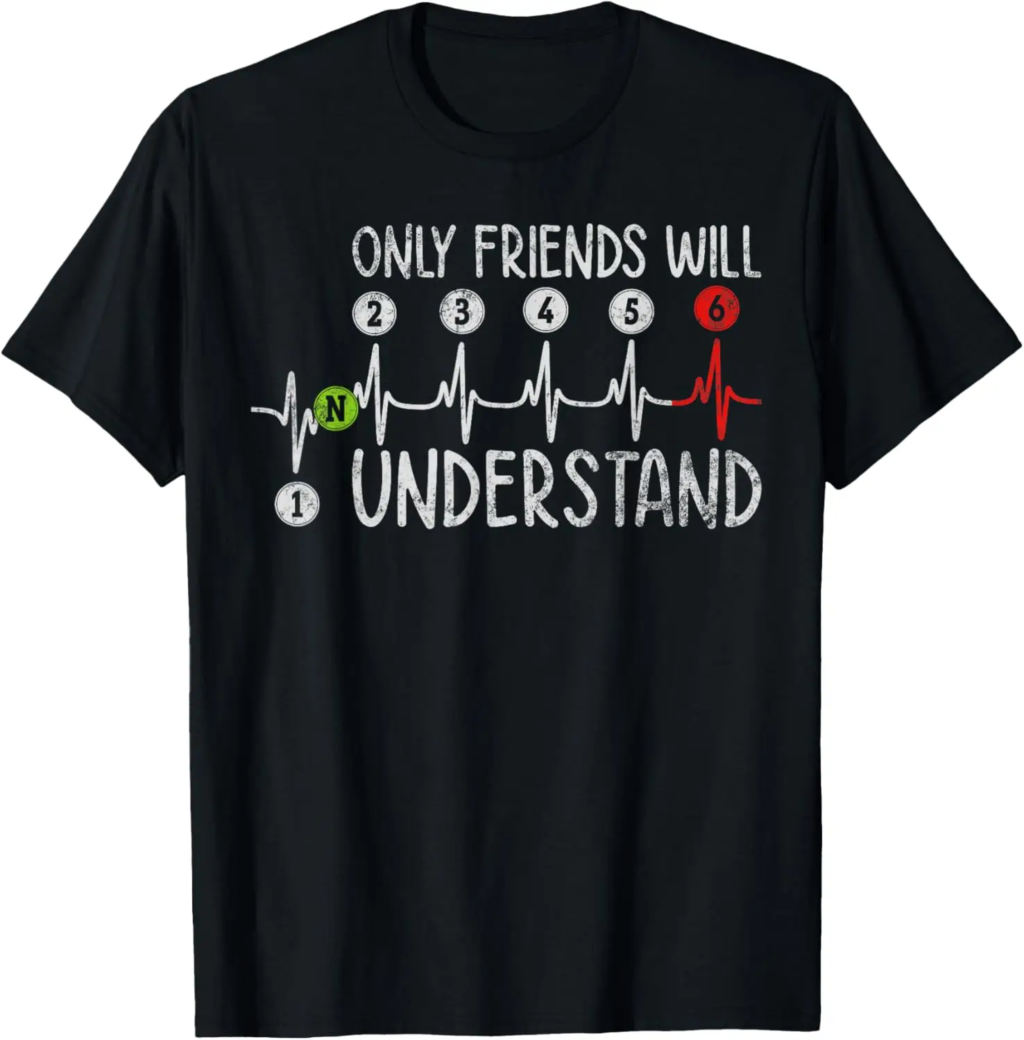 

1N23456 Gear 1 Down 5 up Motorcycle Gear Pattern T-Shirt