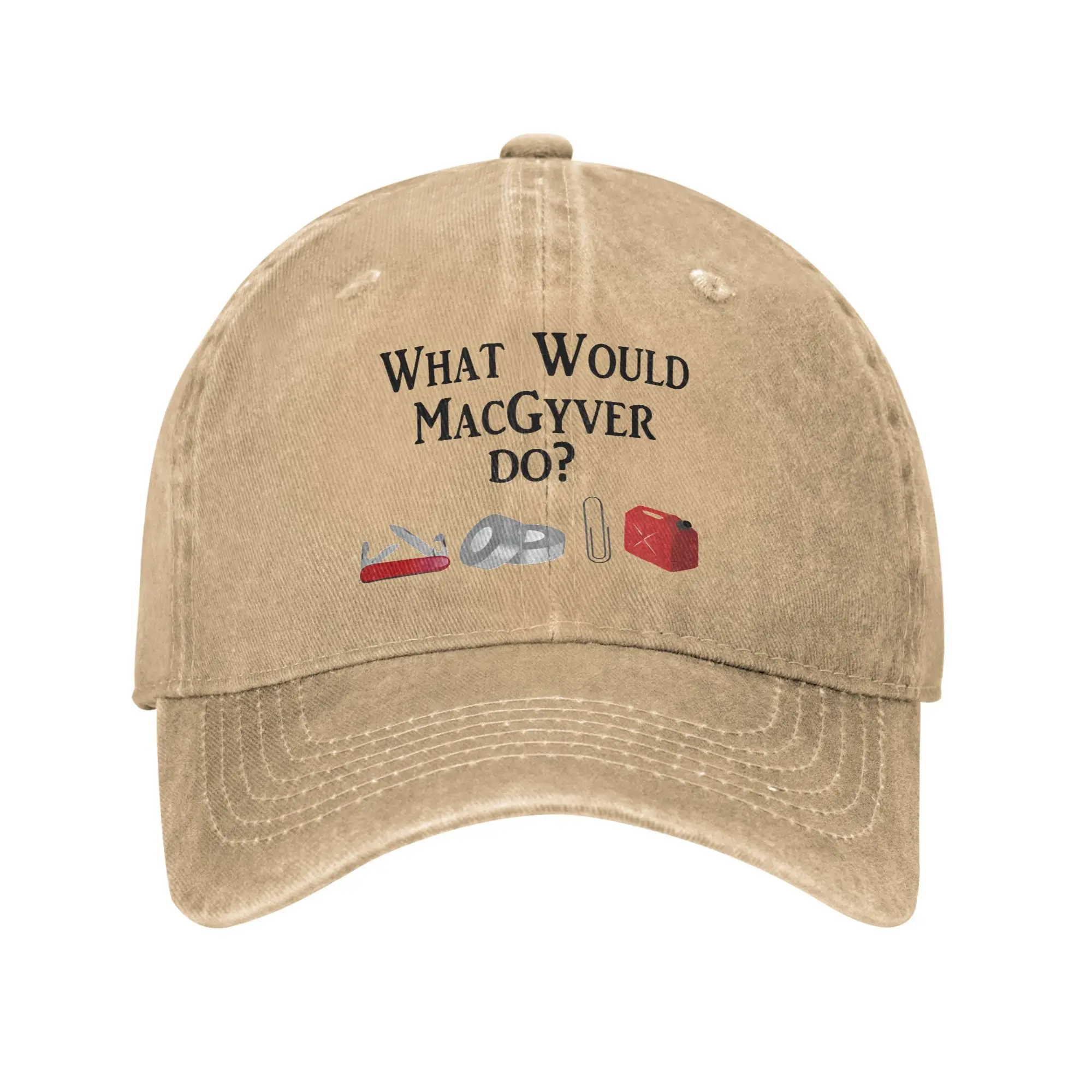 MacGyver School Ingenuity Baseball Cap Retro Distressed Washed Army Knife Paper Clip Tape Sun Cap Unisex Outdoor Summer Gift Hat