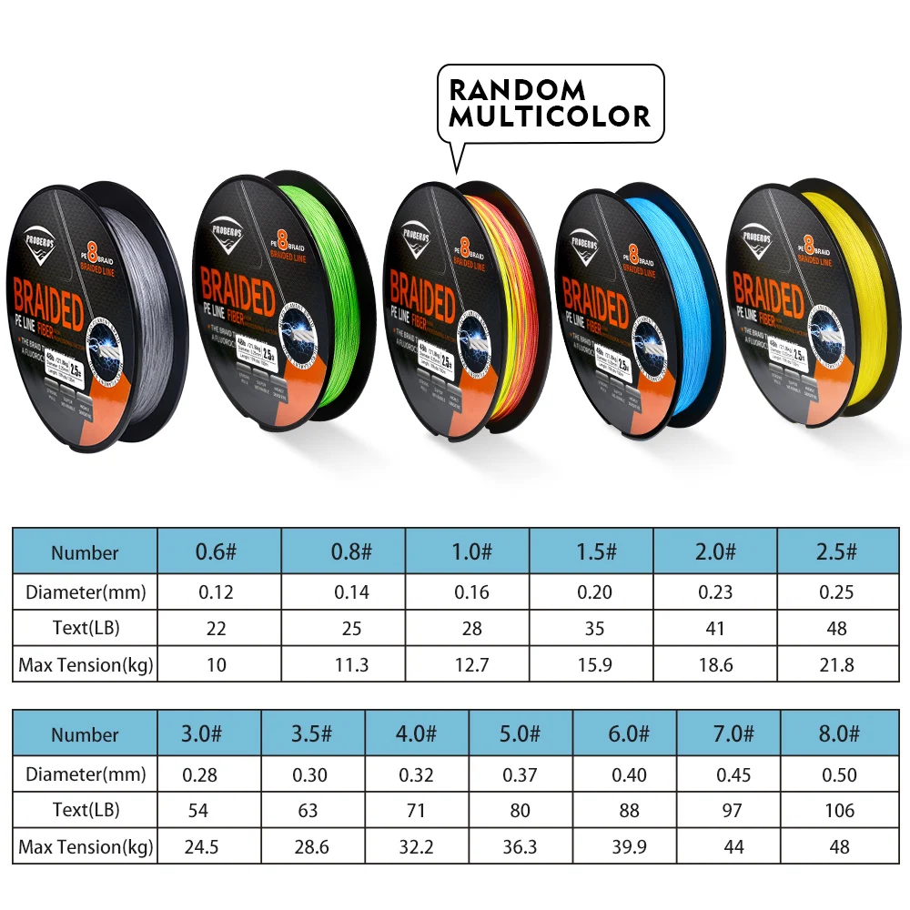 PROBEROS Superstarke geflochtene Angelschnur mit 8 Strängen – 100 m/109 YDS Multifilament PEAnti-Abrieb-Geflechtschnur, erhältlich in 22–10 – Detail 1