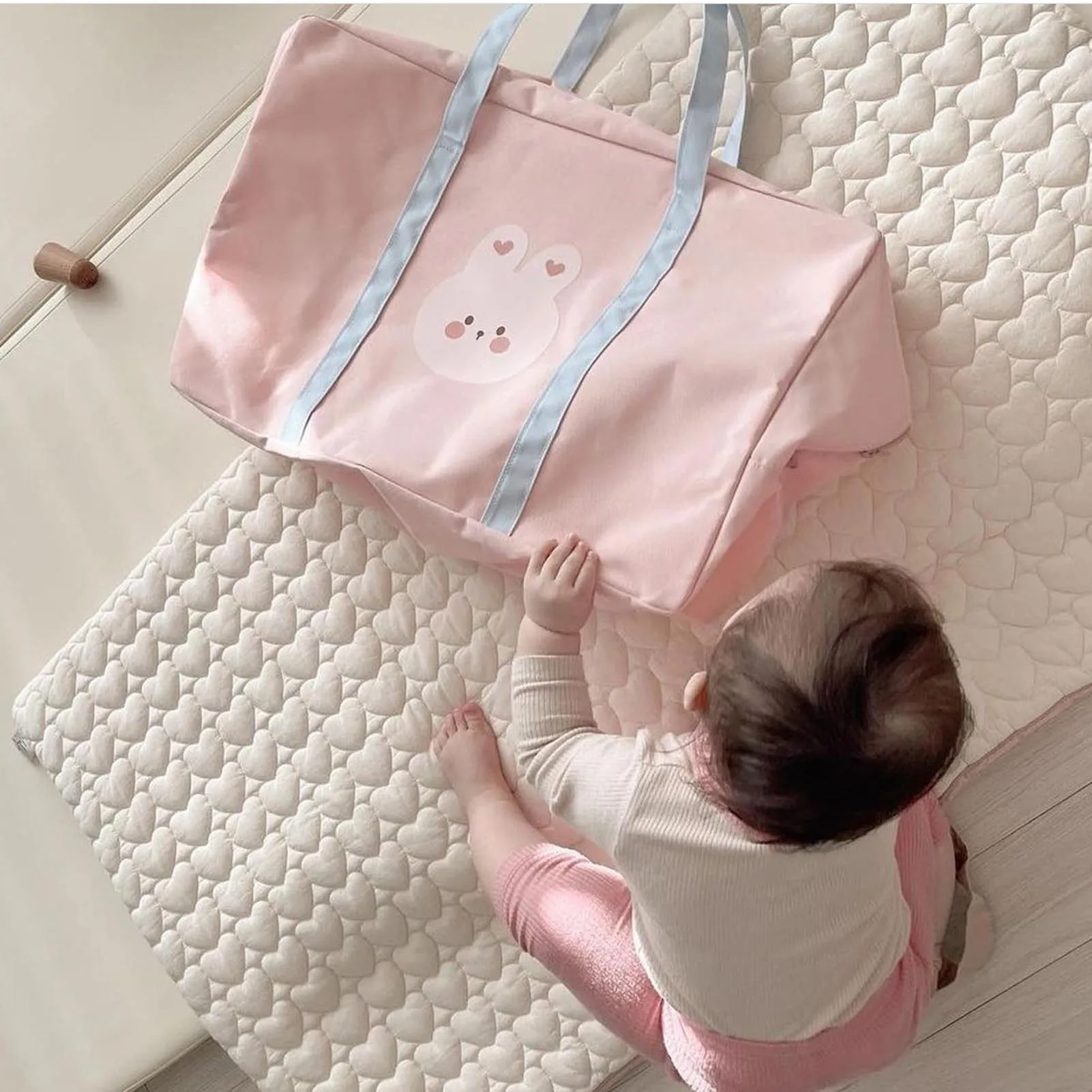 Bolsa organizadora de ropa para niños, organizador impermeable a prueba de polvo, gran capacidad, plegable, conejito rosa, ZK40