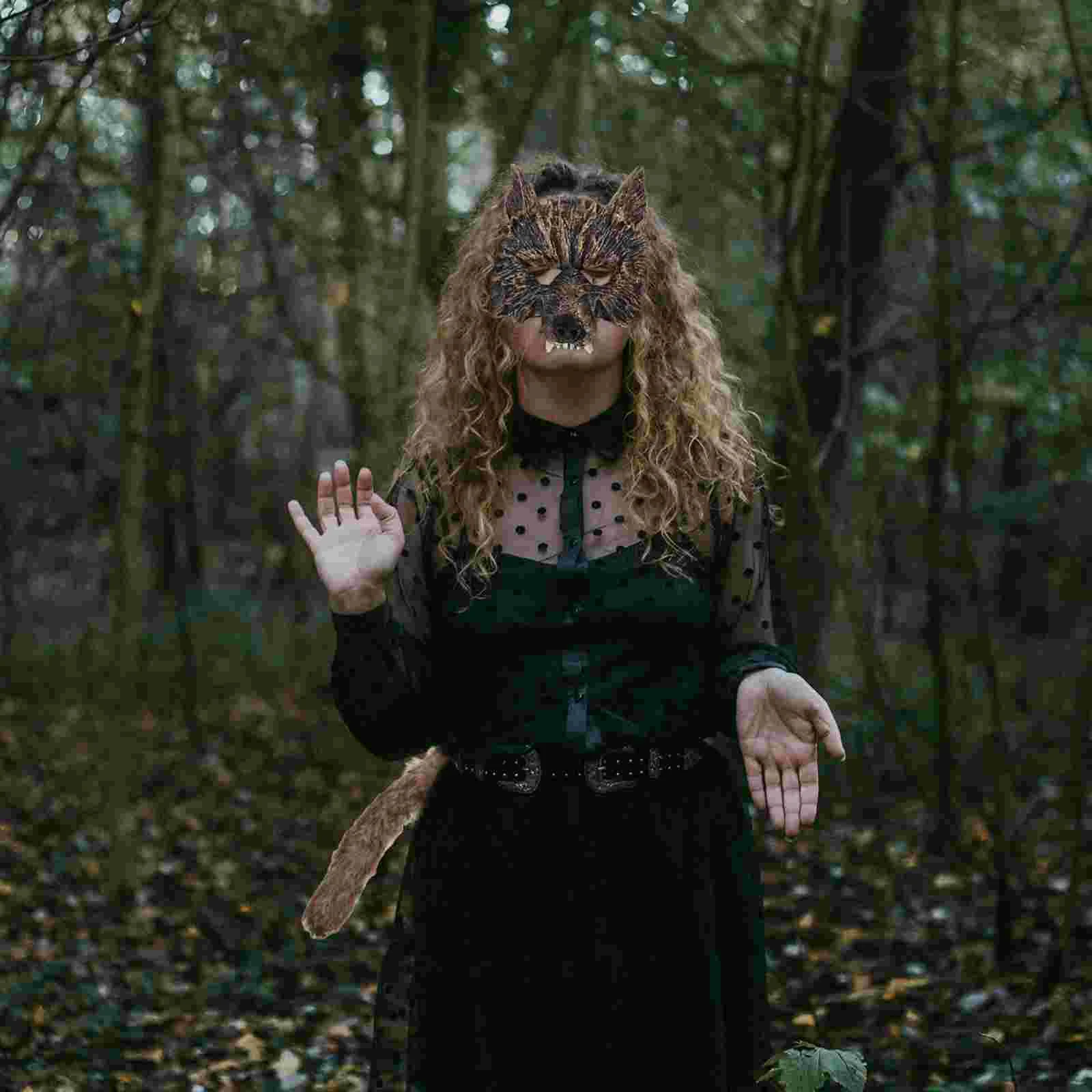 Costume da maschera con teschio di lupo per bambini, demone, lupo mannaro per donne, animali, decorazioni per feste per adulti, Halloween, adulti