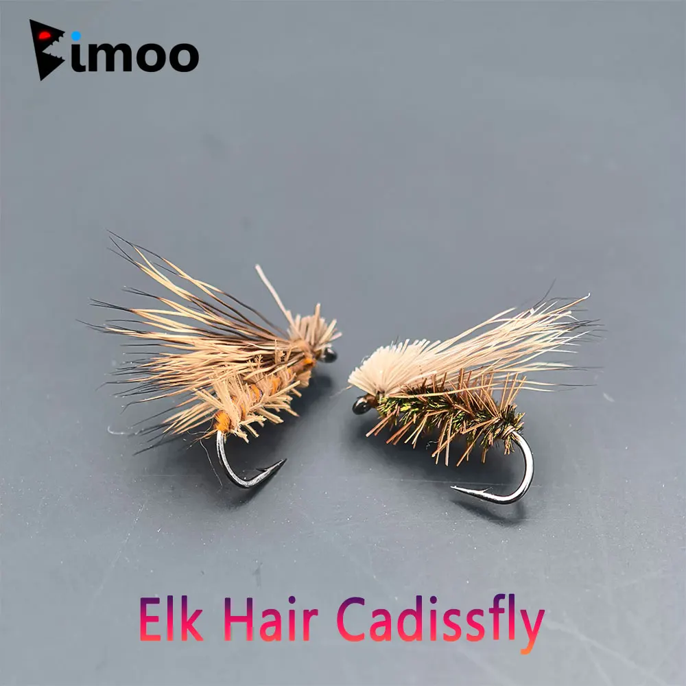 Bimoo 6STK # 14 Elchhaar-Caddis-Fliegen, schwimmendes Hirschhaar, Stonefly, trockene Fliege, Forelle, künstlicher Emerger, Mayfly, Grayling-Angelköder